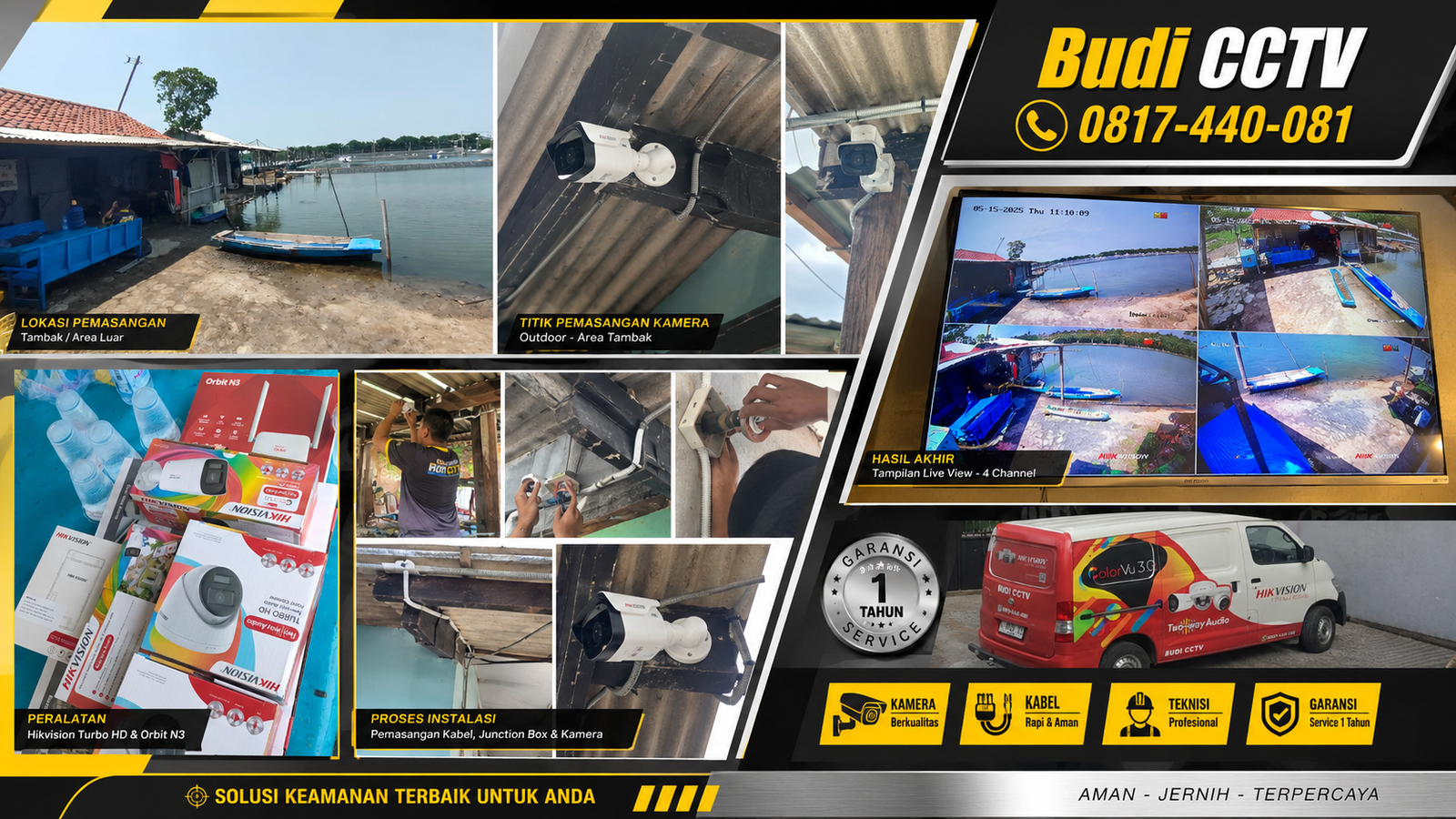 Pemasangan CCTV Hikvision ColorVu Pemalang, Paket Disesuaikan dengan Budget