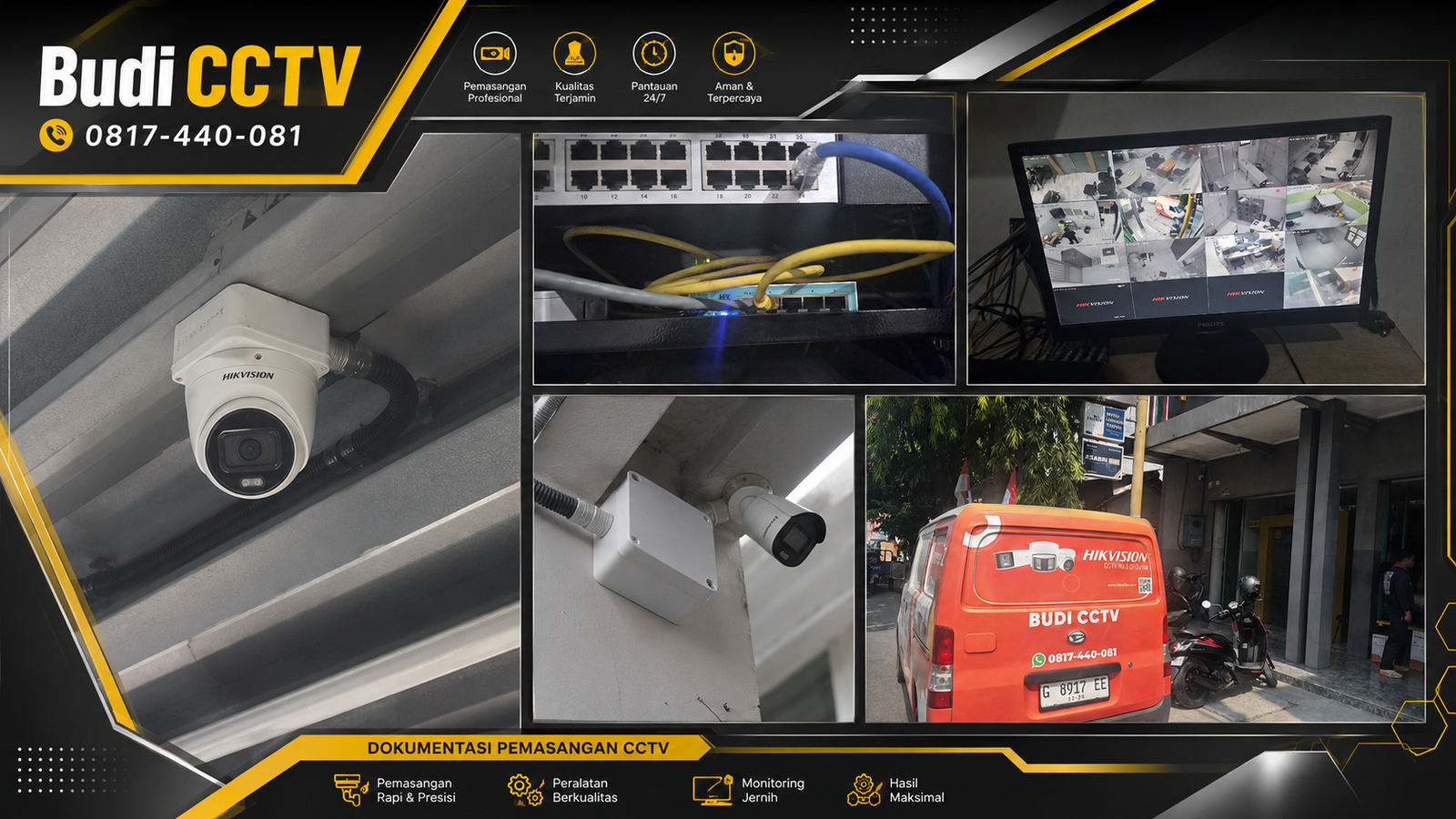 Instalasi CCTV Hikvision IP Camera Kantor Bank Pemalang, Pengawasan Terpusat Multi Cabang