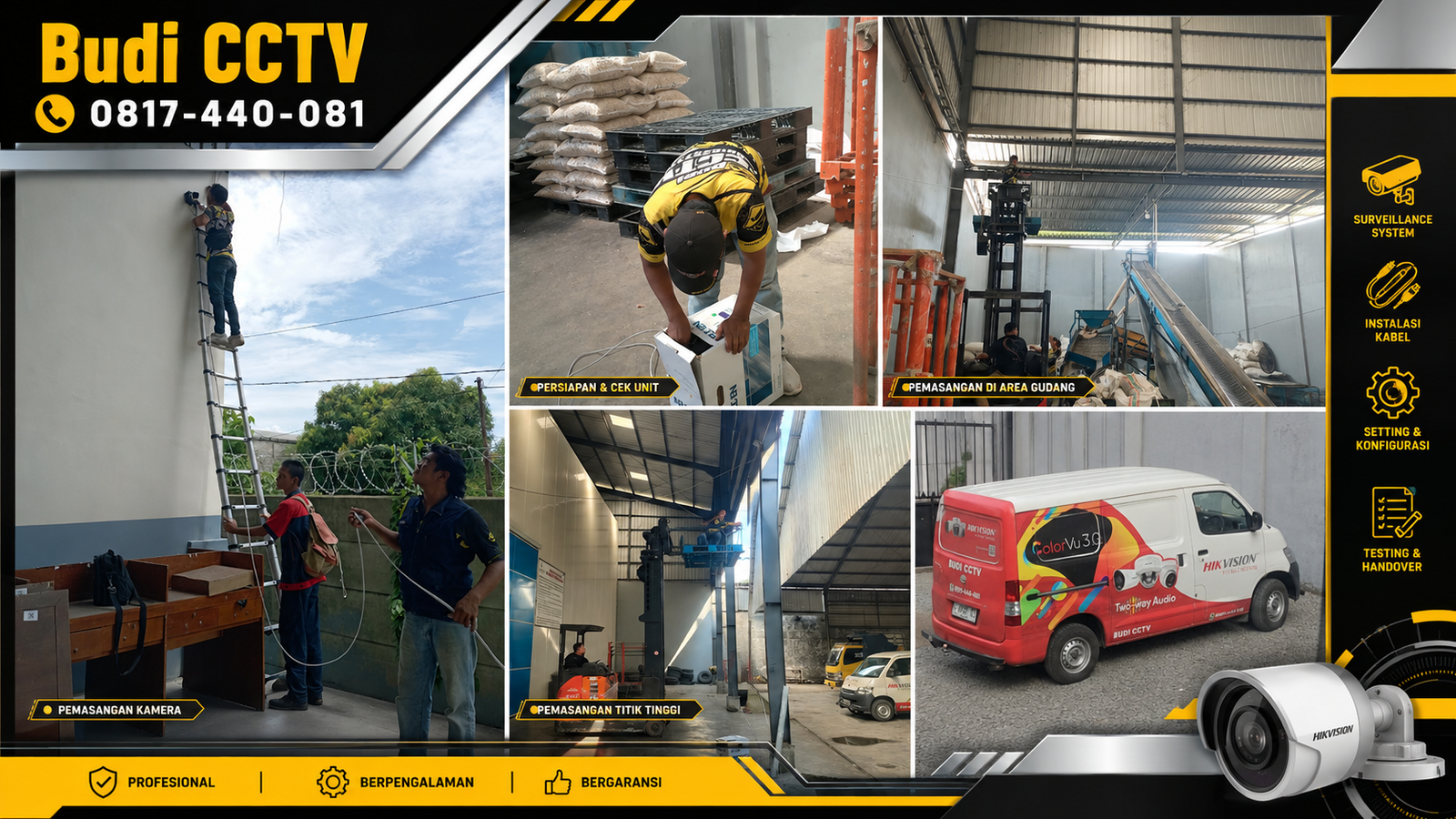 Instalasi CCTV Hikvision di Pabrik Tegal, Perangkat Andal untuk Operasional 24 Jam