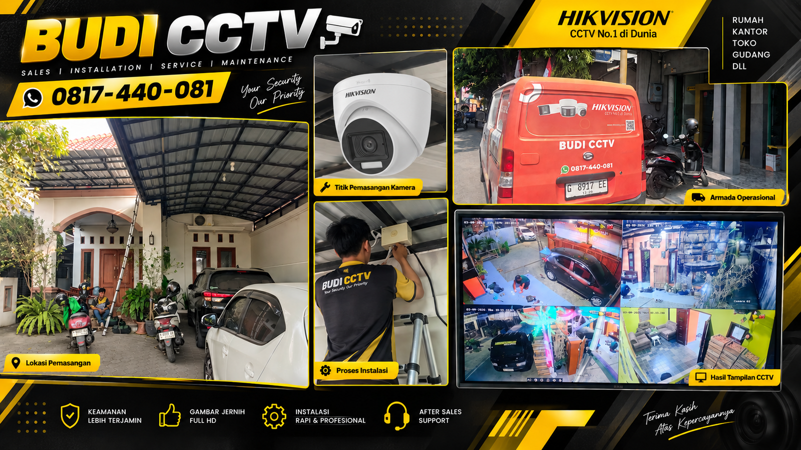 Instalasi CCTV Hikvision di Pemalang, Penataan Kabel Rapi dan Aman