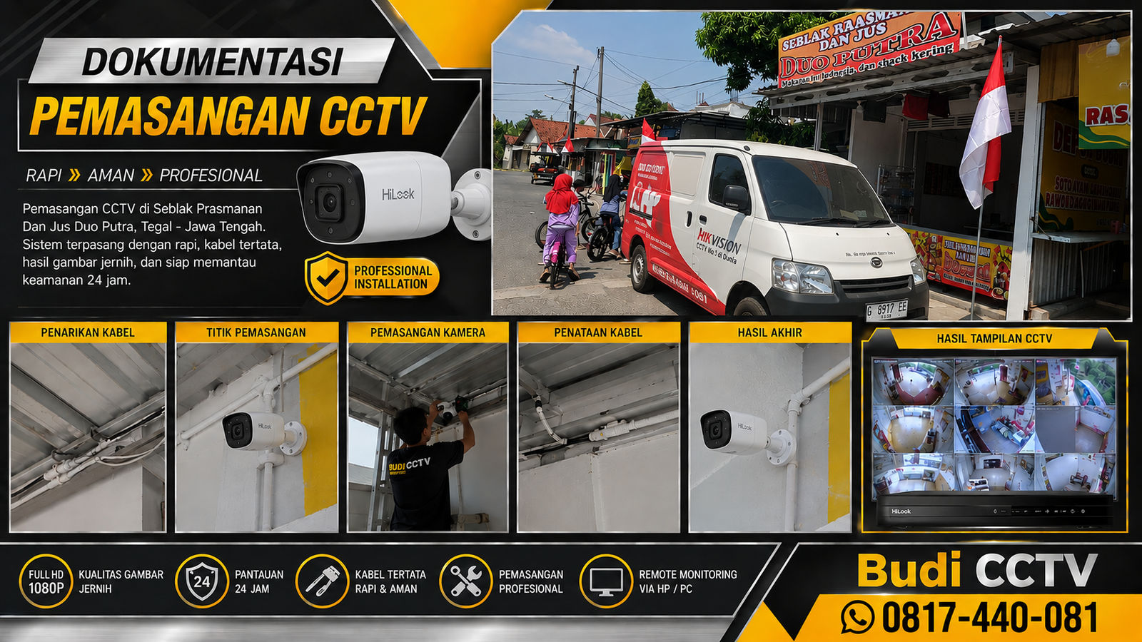 Pasang CCTV HiLook Warung Seblak di Tegal Sesuai Kebutuhan dan Budget